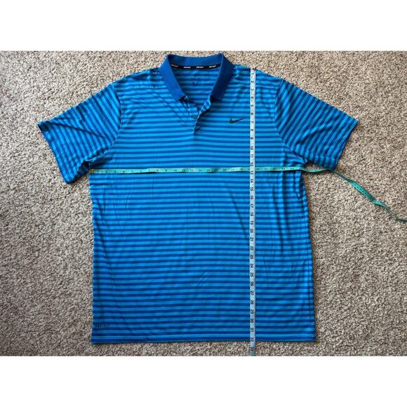 NIKE Golf Dri-fit size XXL, Blue Striped, short sleeved Polo - Picture 4 of 9